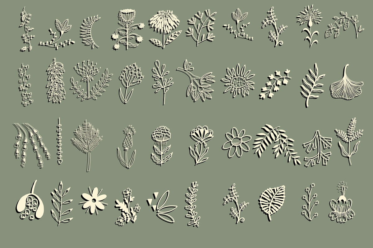100 Floral Stamp brushes, an Illustration by Olga Brinza (Photo 11 of 11)