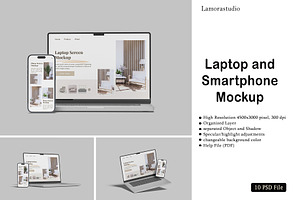 Macbook and iPhone Mockup, a Mac Mockup by lamorastudio