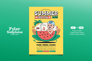 Retro Summer Festival Flyer Template, a Flyer Template by Tiptop Graphic
