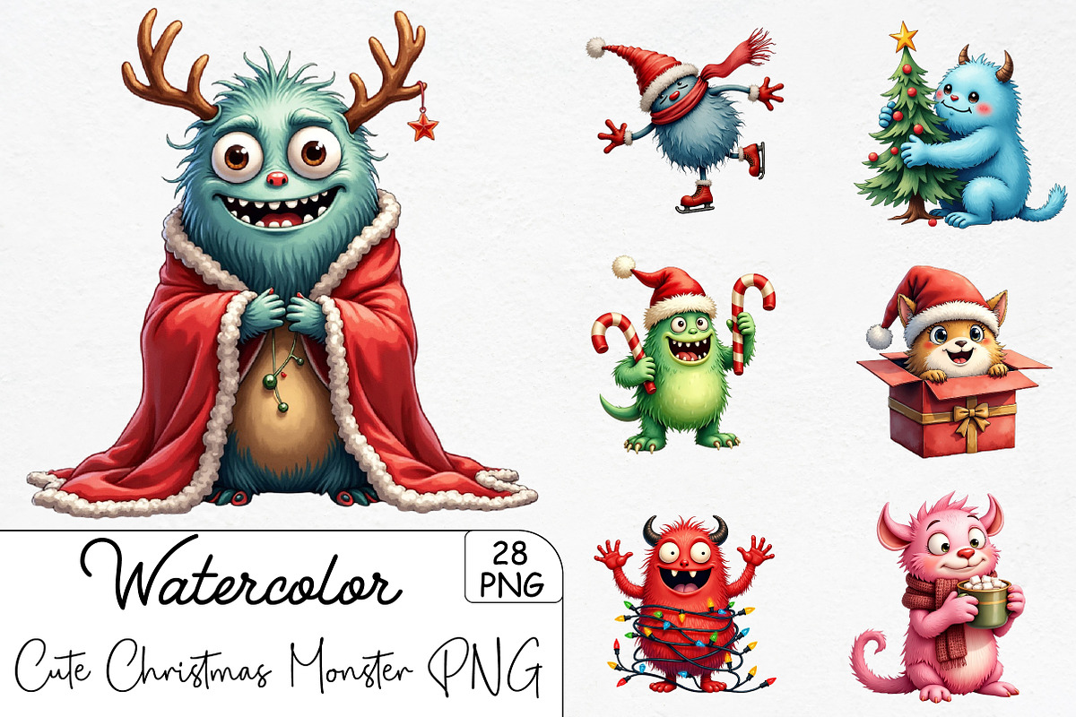 Cute Christmas Monster Sublimation,, an Illustration by CrexoraLab (Photo 5 of 5)