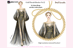 49 GOLD THREAD 2 Procreate Brushes