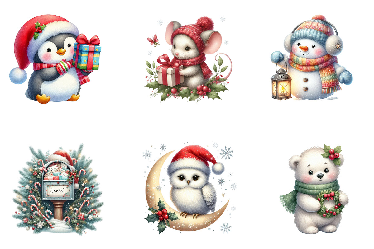cute christmas clipart, a Seasonal Illustration by CreationArt (Photo 5 of 5)