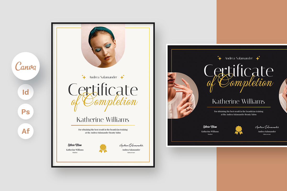 Esthetician Certificate Template, a Stationery Template by artbart (Photo 1 of 10)