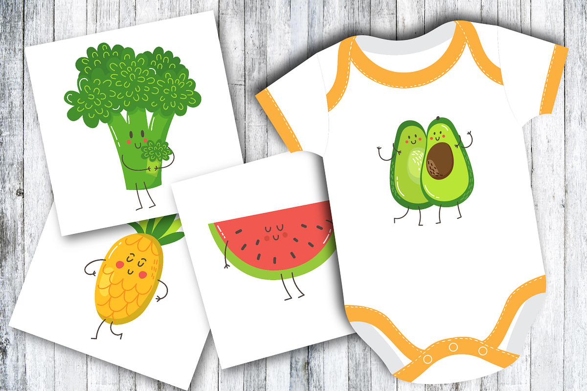 Fruits and vegetables set, an Education Illustration by KVIO (Photo 4 of 6)