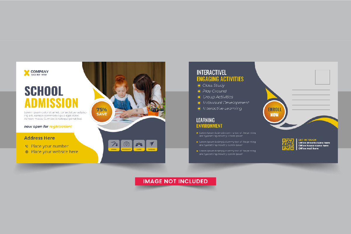 School admission postcard bundle, a Stationery Template by Pavel_design (Photo 2 of 11)