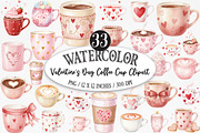 Valentine's Day Coffee Cup Clipart, an Illustration by Designking (Thumbnail 1 of 5)