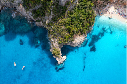 Top drone view of boats and yacths, a Nature Photo by den-belitsky