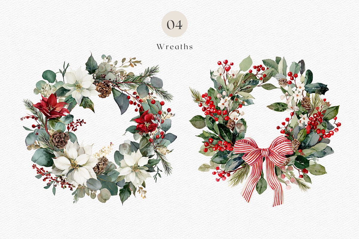 Watercolor Christmas Botanicals, a Decorative Illustration by ThaismotaCreativeCo (Photo 8 of 11)