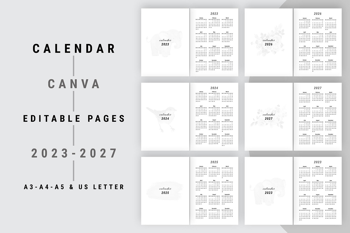 Calendar 2023-2024-2025-2026-2027, a Stationery Template by MNT-Creator (Photo 1 of 3)