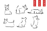 Doodle Scottish Terrier Clipart set, an Animal Illustration by Milota (Thumbnail 1 of 3)