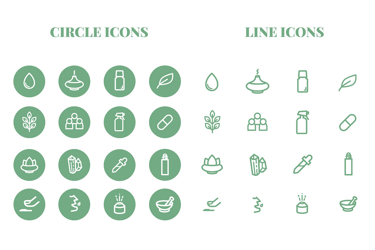 Wellness & Essential Oil Icons, an Outline Icon by M. E. Smith Design (Photo 2 of 4)