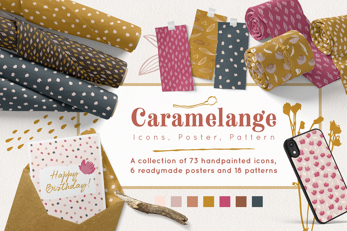 Caramelange Graphic & Pattern Set, an Illustration by PrettyLittlePigs (Photo 1 of 11)