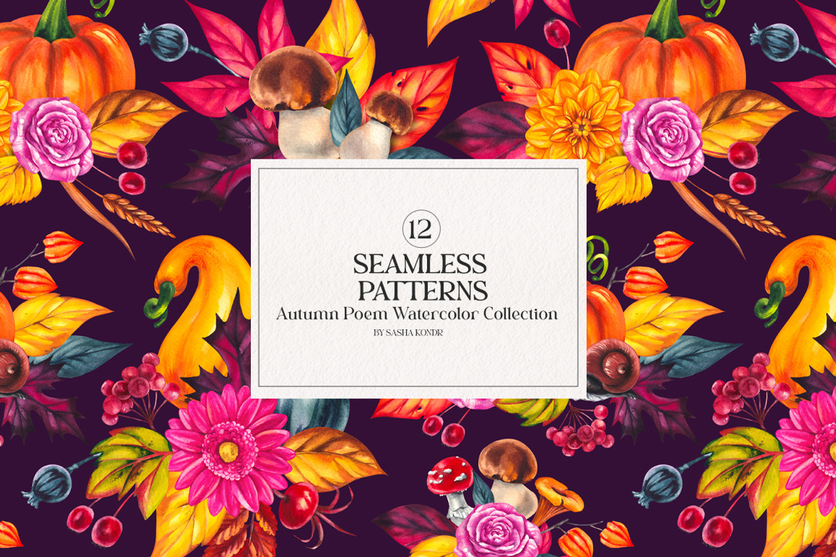 Autumn Poem Watercolor Fall clipart, a Seasonal Illustration by SashaKondr (Photo 12 of 15)