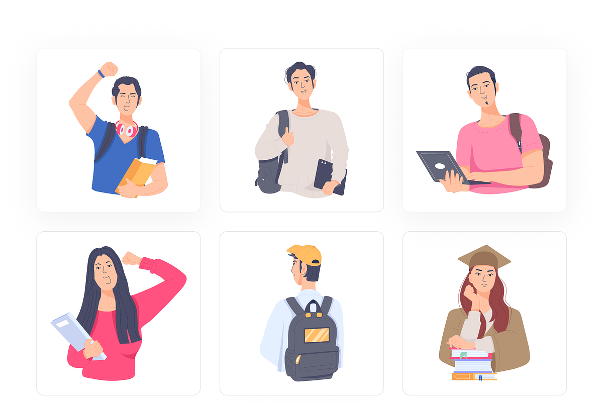 Flat College Characters, a Duotone Icon by Prosymbols (Photo 6 of 7)