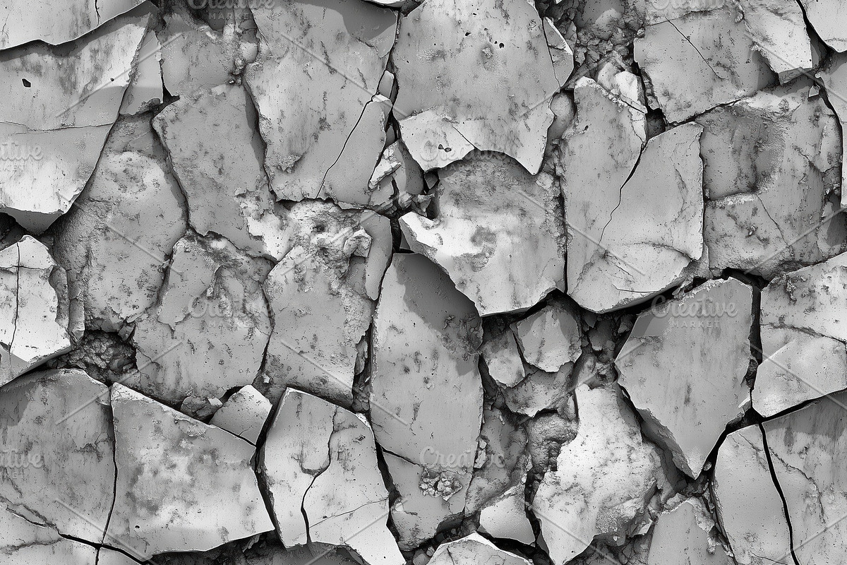 Seamless damaged bunker wall cracked and peeling paint, showing texture and dec, a Texture Graphic by Textures & Backgrounds