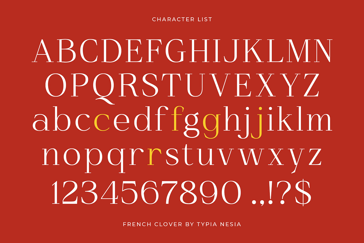 French Clover - Ligature Serif, a Serif Font by Typia Nesia (Photo 2 of 13)