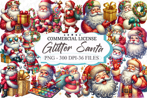 Glitter Christmas Santa Claus Waterc, an Illustration by designcity5