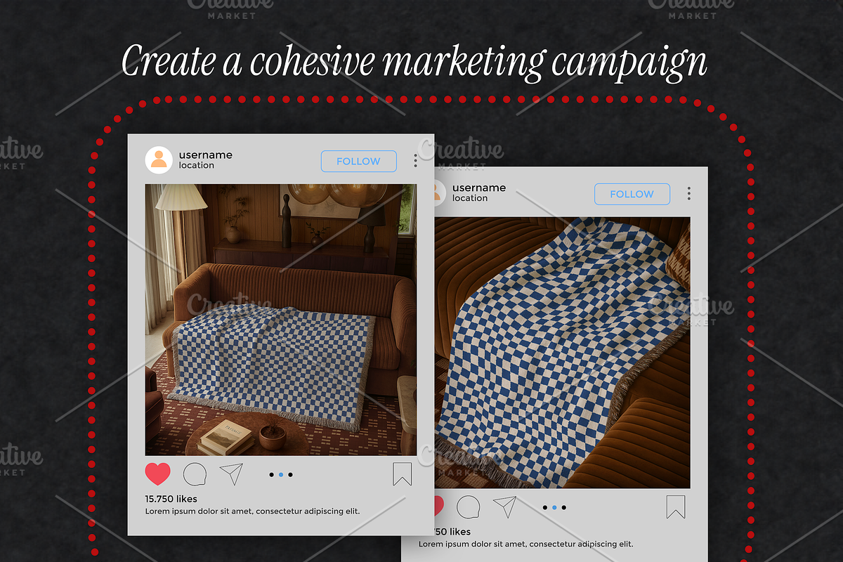 Woven Throw Mockup Bundle - 2 Files, a Household Mockup by VisualGrid (Photo 3 of 5)