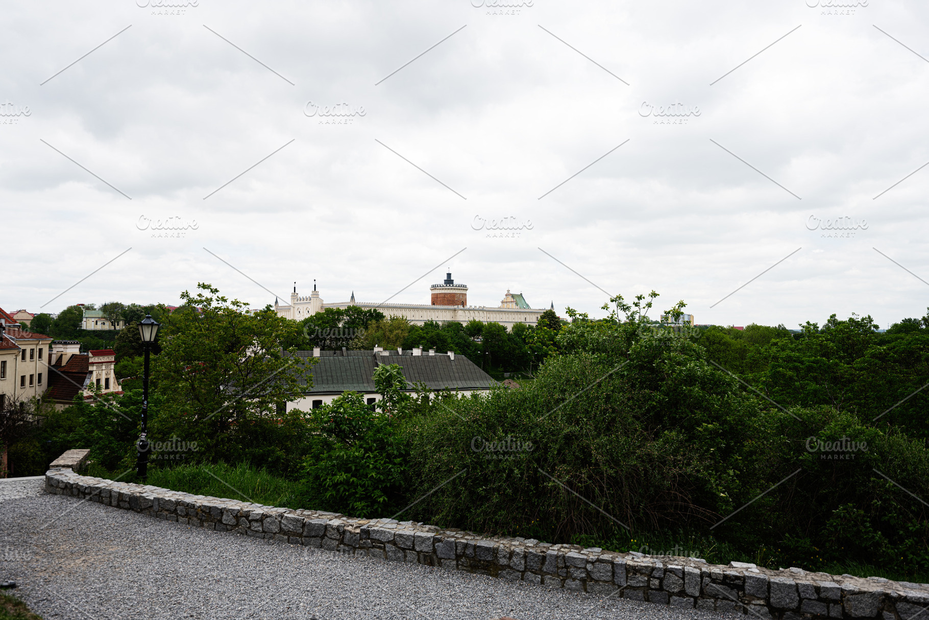 View of Lublin Castle and the historic old town skyline in Lublin, Poland from, a Photo by AS photostudio
