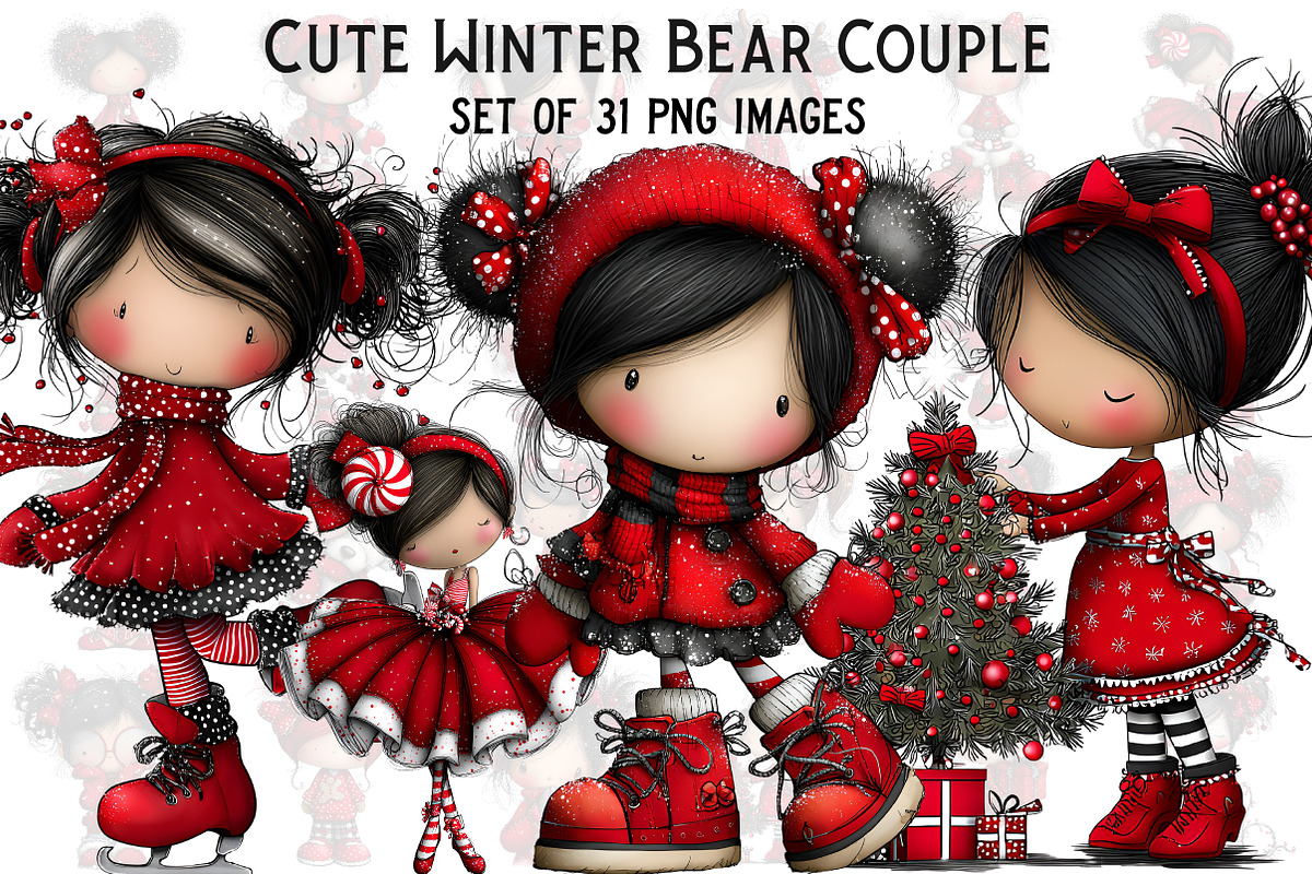 Quirky Christmas Girl Clipart, an Illustration by Craft Nest (Photo 1 of 8)