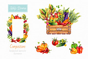Vegetables. Watercolor, a Decorative Illustration by Ekaterina Mikheeva (Thumbnail 3 of 8)
