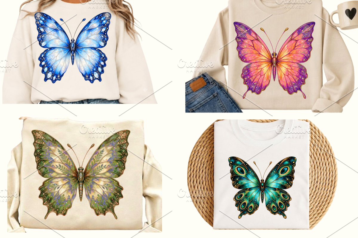 Glitter Butterfly Clipart PNG Bundle, an Animal Illustration by Ink Gallery (Photo 13 of 13)