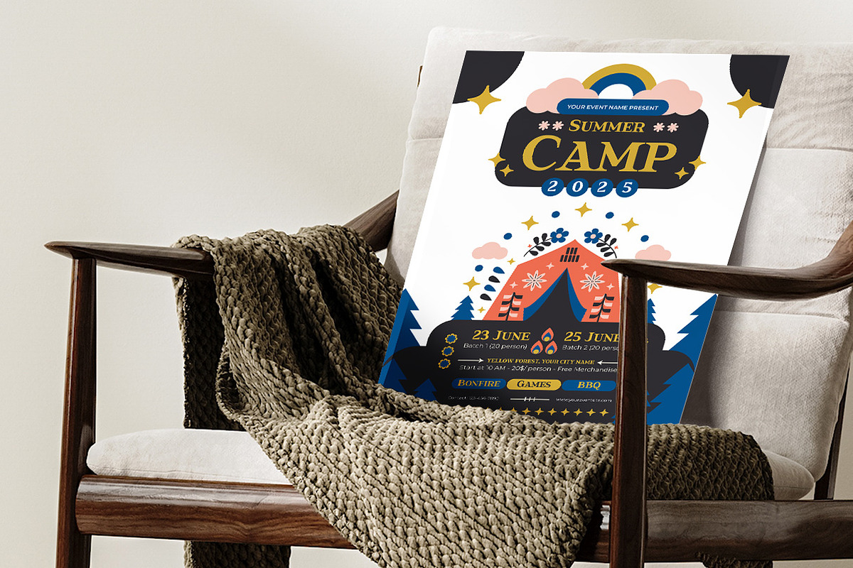 Folk Art Summer Camp Flyer Template, a Flyer Template by Hole Hope Design (Photo 5 of 5)