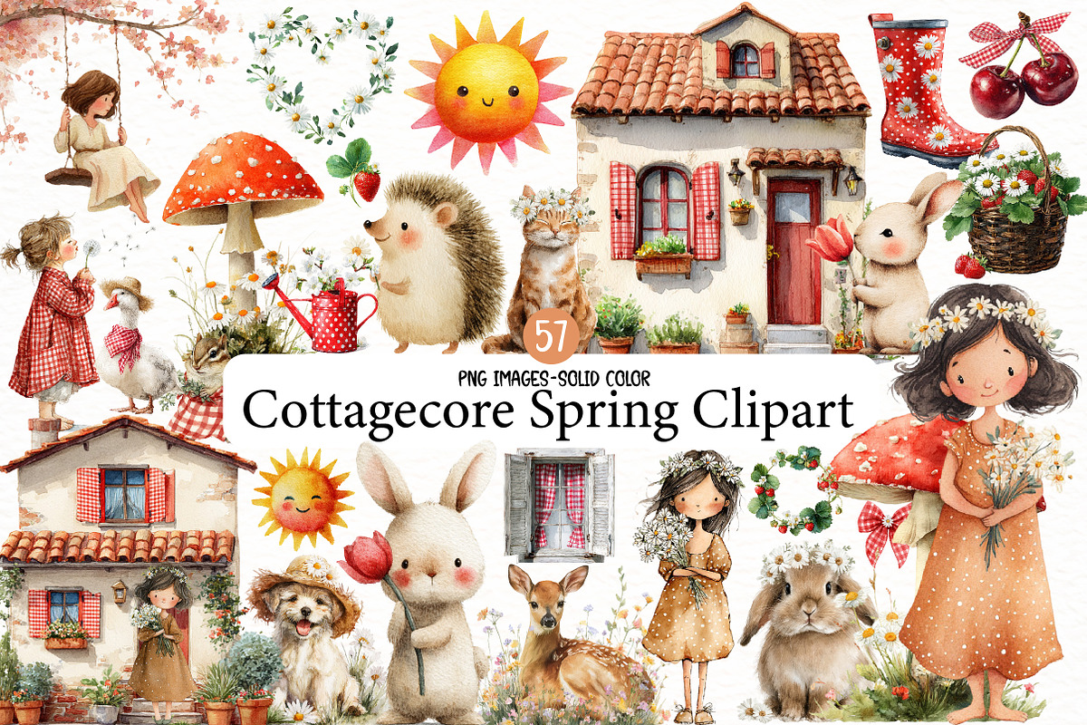Cottagecore Spring Clipart, an Illustration by Designworld (Photo 1 of 6)