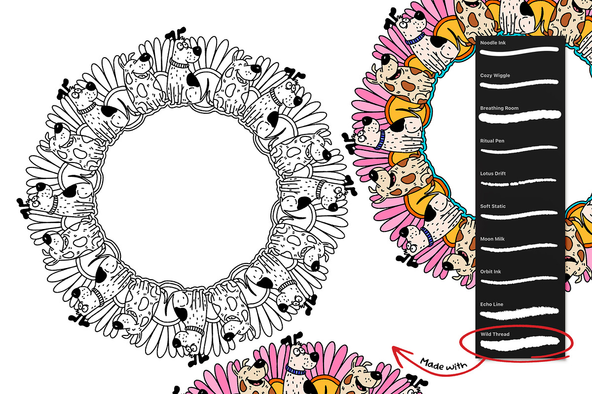Wandering Mandala Procreate Inkers, a Brush Add-On by Heather Green Designs (Photo 12 of 13)