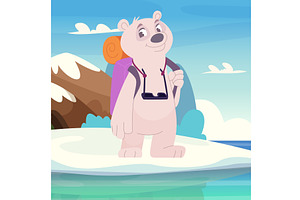 White bear. cartoon animal exploring, an Animal Illustration by Onyx