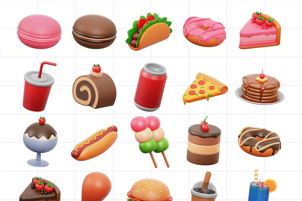 Food & Drink 3D Icons Set, a Food & Drink 3D Model by Kentung 3D (Photo 6 of 6)