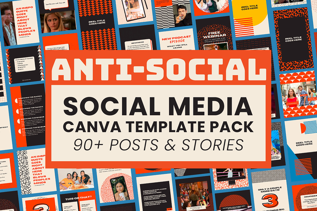 Anti-Social Social Media Canva Pack, a Social Media Template by WorkShy Studio (Photo 1 of 9)