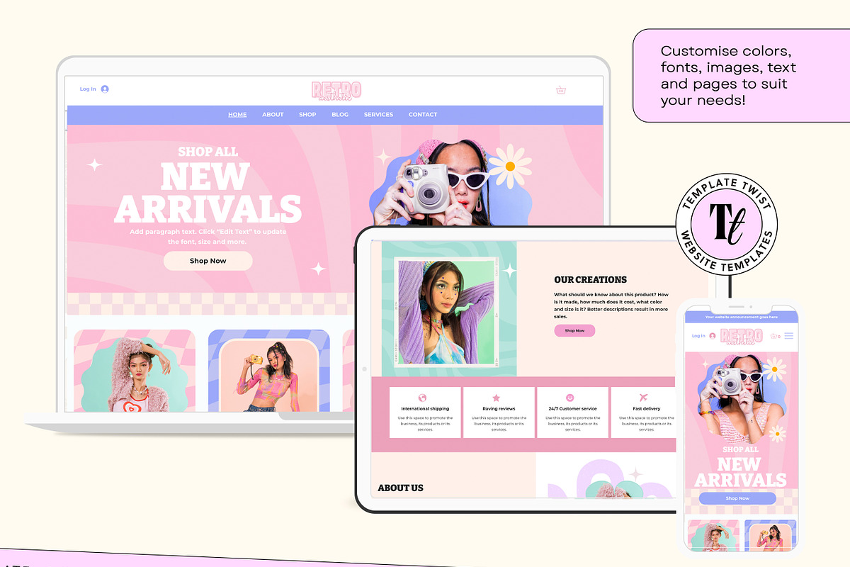 Bold Retro Aesthetic Wix Template, a Wix Template by Template Twist Shop (Photo 7 of 10)