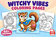 Witchy Vibes Coloring Pages Vol. 1, a Seasonal Illustration by Inkivelle Studio (Thumbnail 1 of 3)
