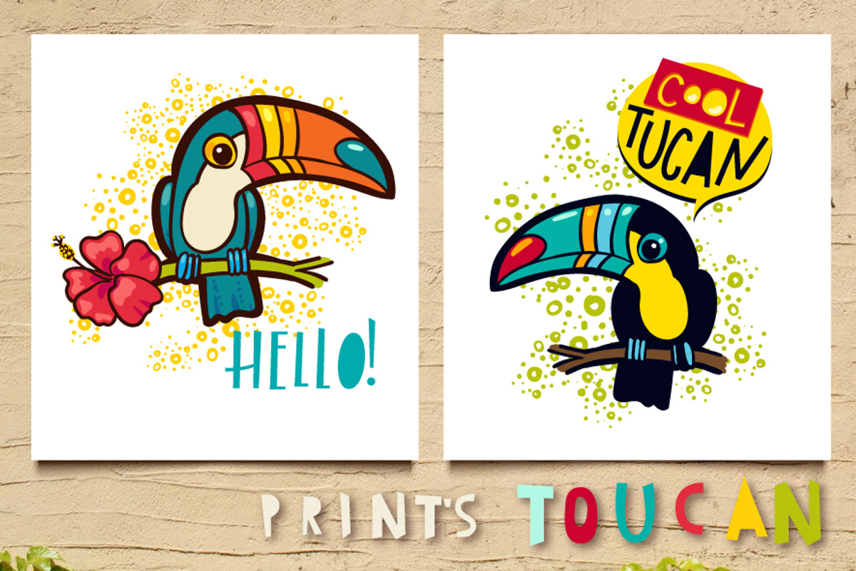 Tropical toucan prints on a t-shirt., an Animal Illustration by KundolaArt (Photo 2 of 3)