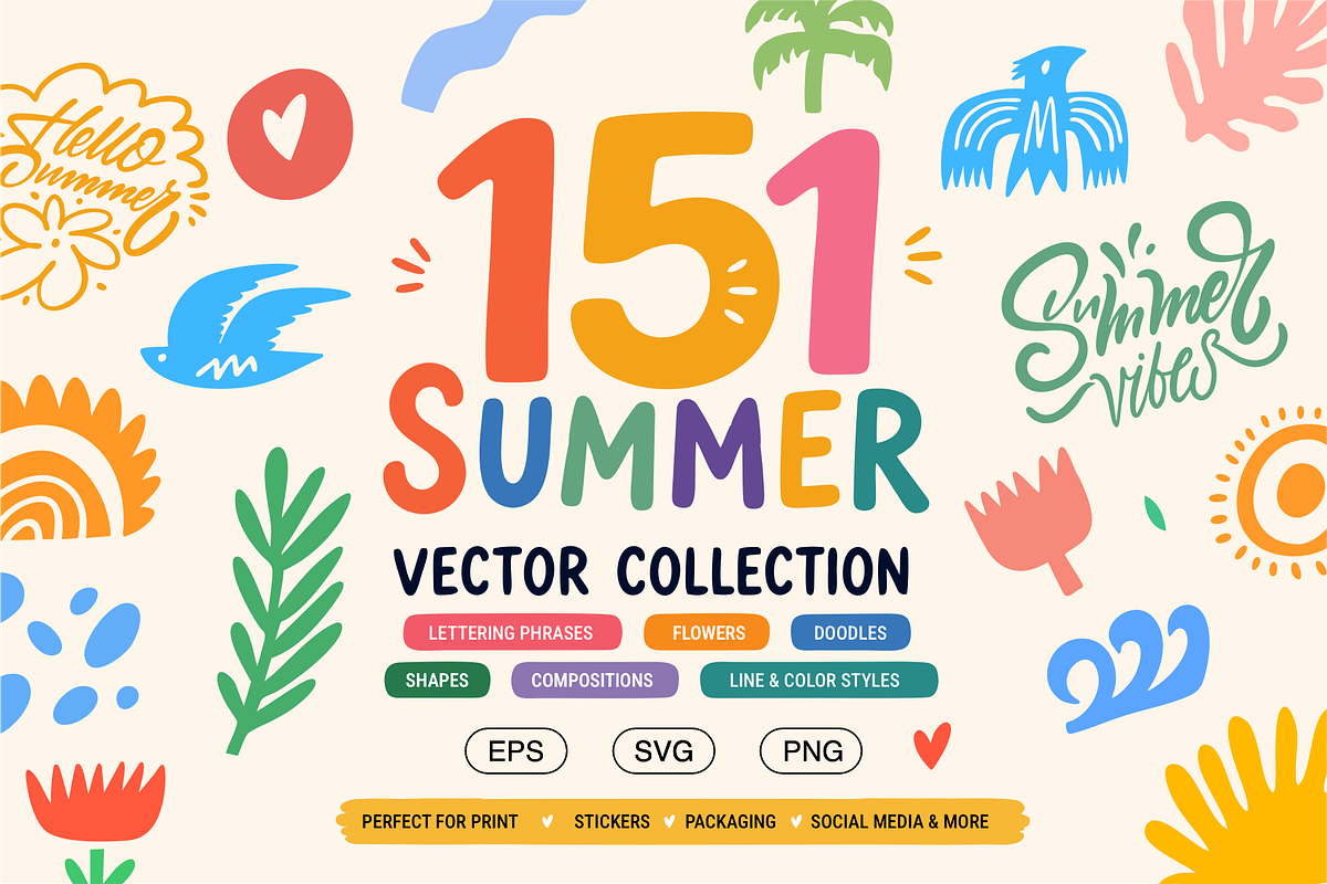Summer Illustrations & Doodles Set, a Seasonal Illustration by Oktyabr (Photo 1 of 10)