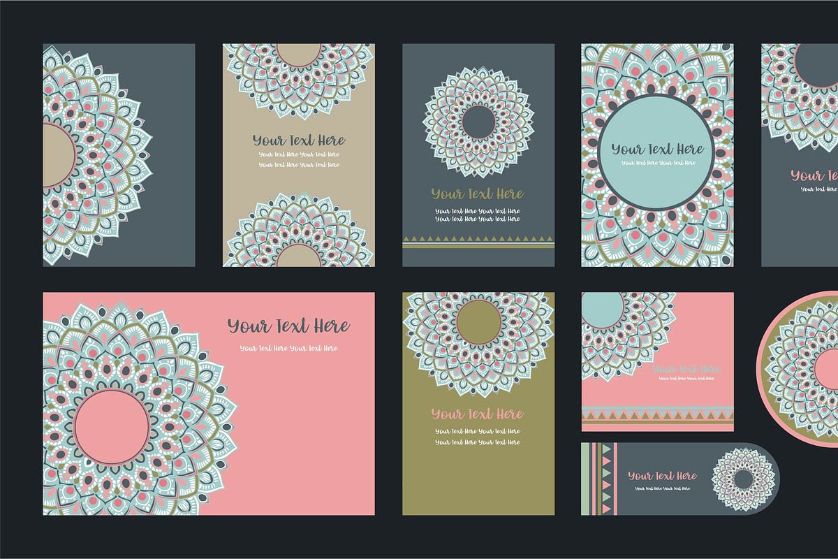 20 Mandala Vintage Template Card., a Card Template by Noree (Photo 17 of 20)