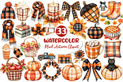 Watercolor Plaid Autumn Clipart, an Illustration by Dream Creation (Thumbnail 1 of 4)