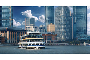 Cruise liner gliding along modern, an Architecture Photo by Our Amazing World