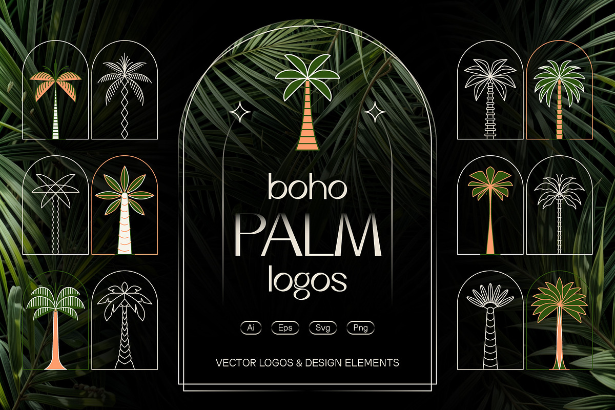 Boho palm logos, a Graphic by karnofff (Photo 1 of 6)