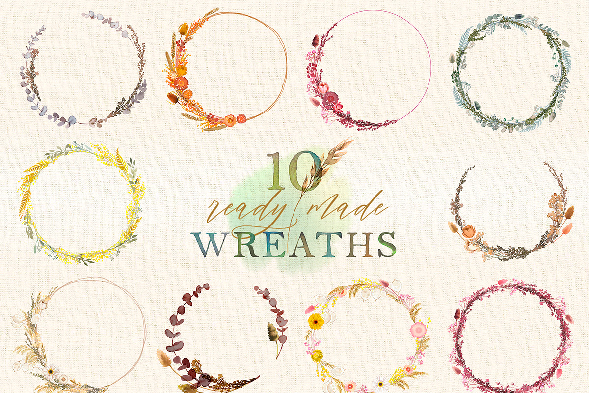 Dried flowers & wreaths, watercolor, an Illustration by Lore_V (Photo 2 of 11)