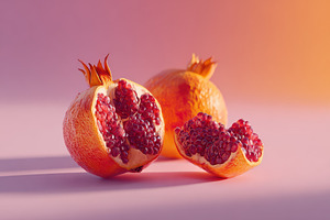 Ripe and sweet pomegranate in pastel colors, a Food & Drink Photo by AlyaAnd