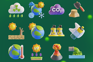 3D Climate Change Icons