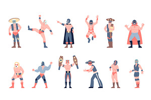 Mexican wrestling fighters. Fight, a Sport Illustration by LadadikArt
