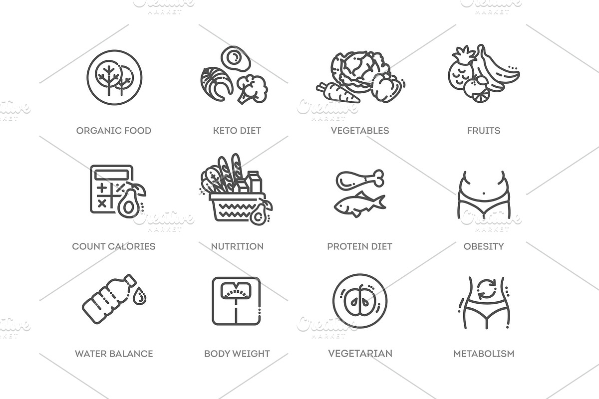 Web Set of Nutrition, Healthy Food, an Object Illustration by Tettygreen (Photo 2 of 3)