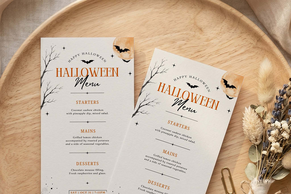 Elegant Halloween Menu Template, an Invitation Template by Arslan (Photo 2 of 5)