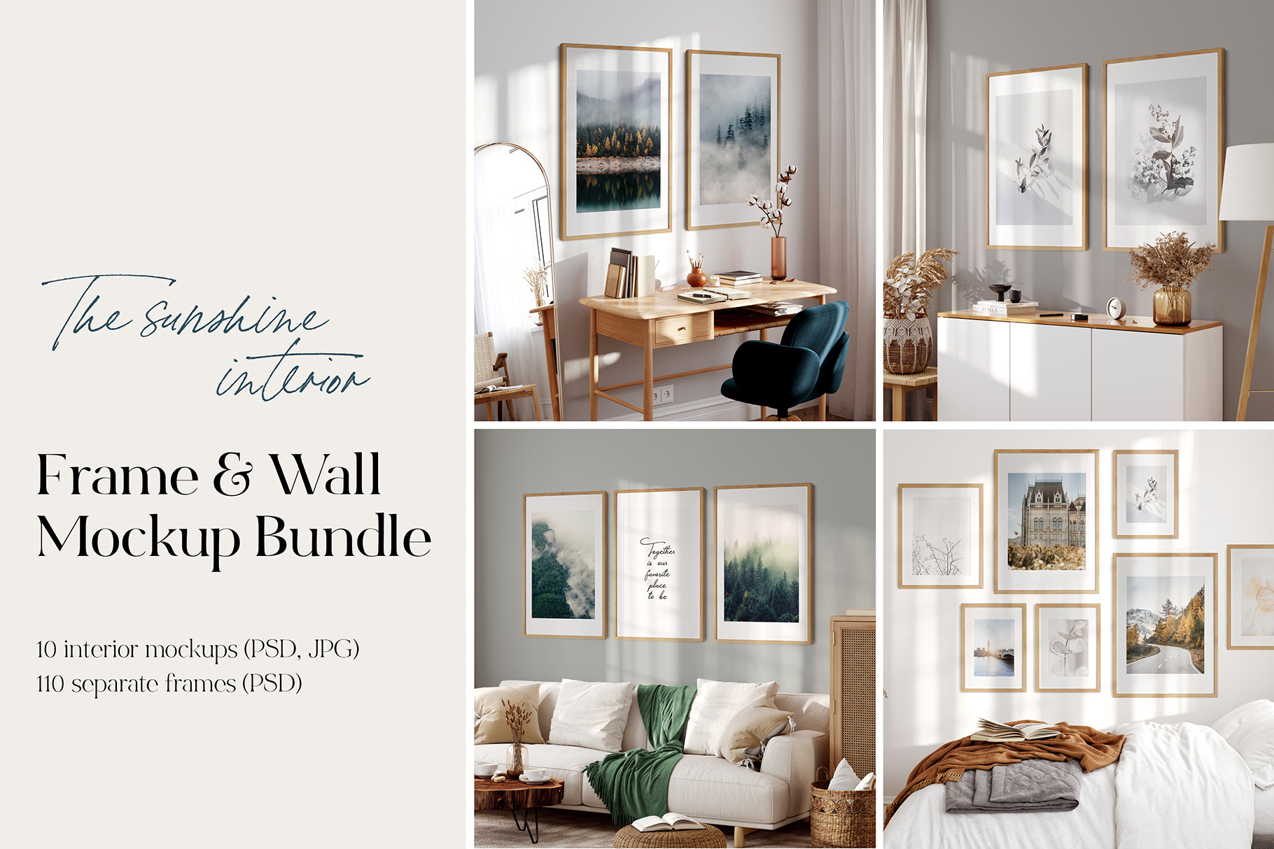 Frame & Wall Mockup Bundle Sunshine, a Print Template by Yuri-U