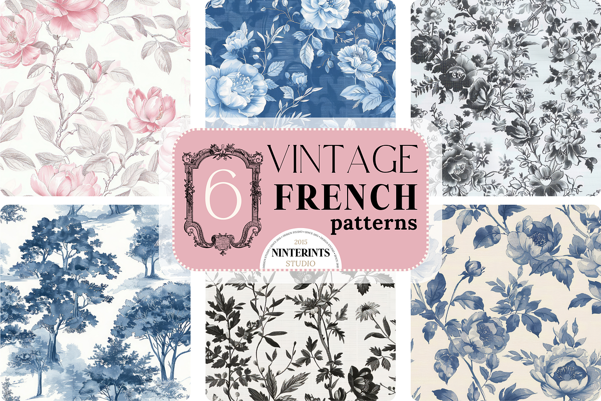 French Toile De Jouy Patterns, a Pattern Graphic by Ninterints (Photo 1 of 7)