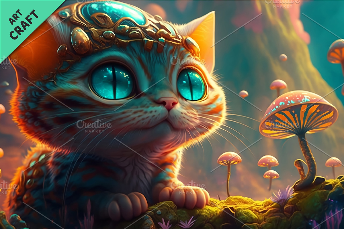 Psychedelic cat. Art., an Animal Illustration by KENO Mascots (Photo 4 of 6)