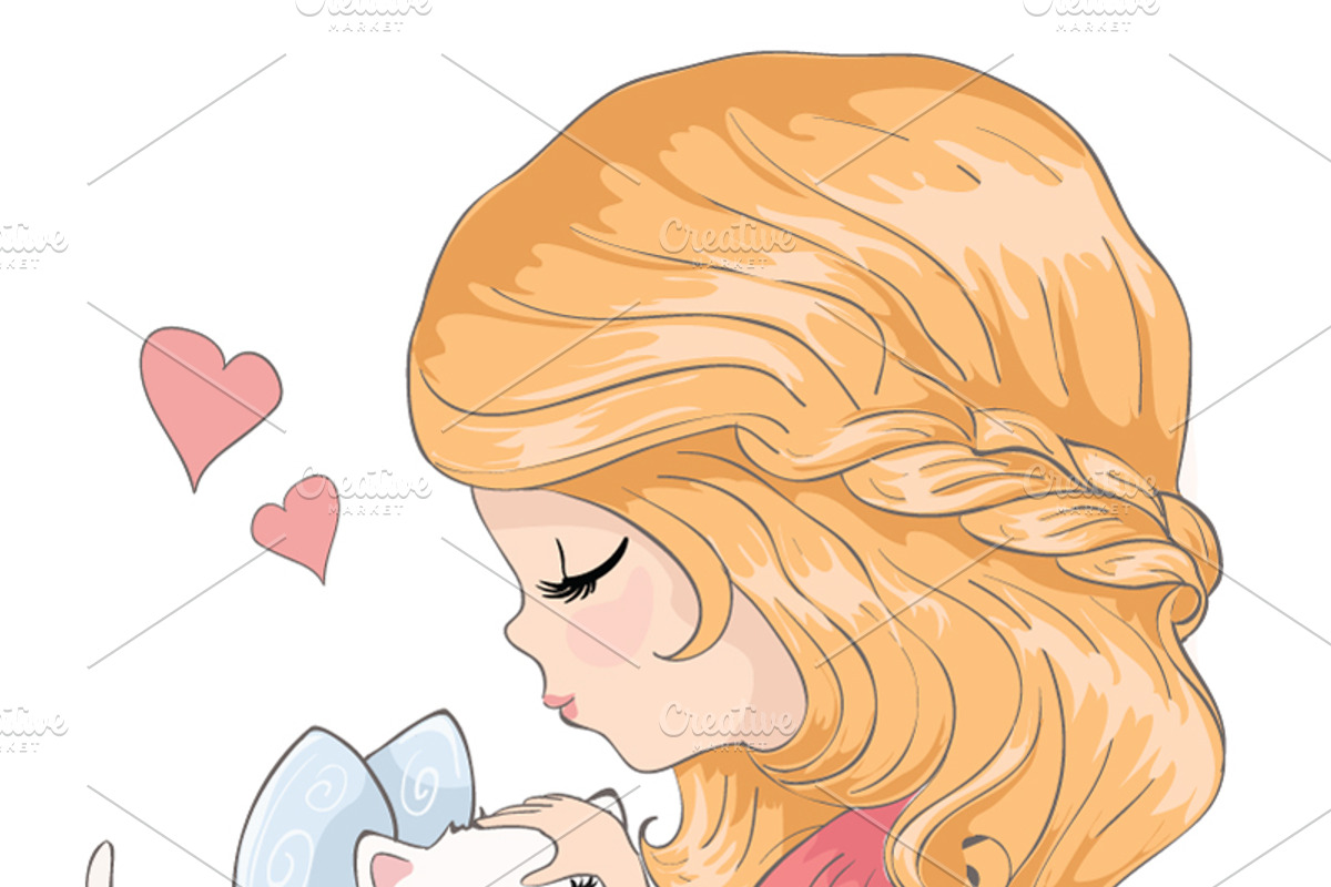 set with 32 cartoon girls-cute girls, an Animal Illustration by StudioLondon (Photo 33 of 33)
